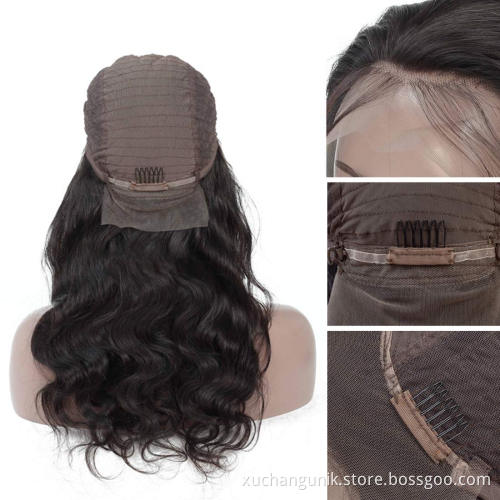 Virgin Brazilian Body Wave Human Hair Wigs Lace Front,Pre Pluck HD Transparent 360 Lace Frontal 5x5 Closure Wig For Black Women